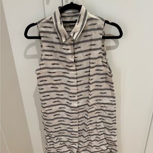 Sleeveless Collared Stripe Button-Front dress by Alice + Olivia - Black & Cream